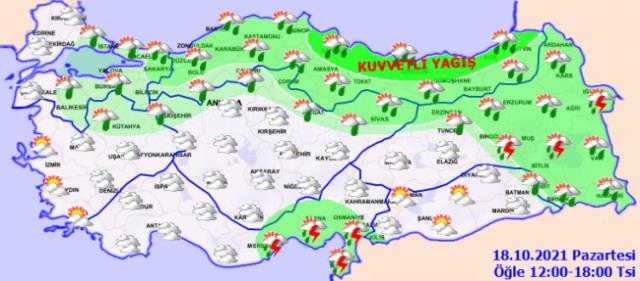 Meteoroloji yağış beklenen yerleri işaret etti ancak Karadeniz bölgesine 'Şiddetli yıldırım' uyarısı yaptı