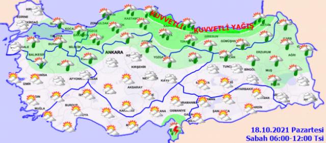 Meteoroloji yağış beklenen yerleri işaret etti ancak Karadeniz bölgesine 'Şiddetli yıldırım' uyarısı yaptı