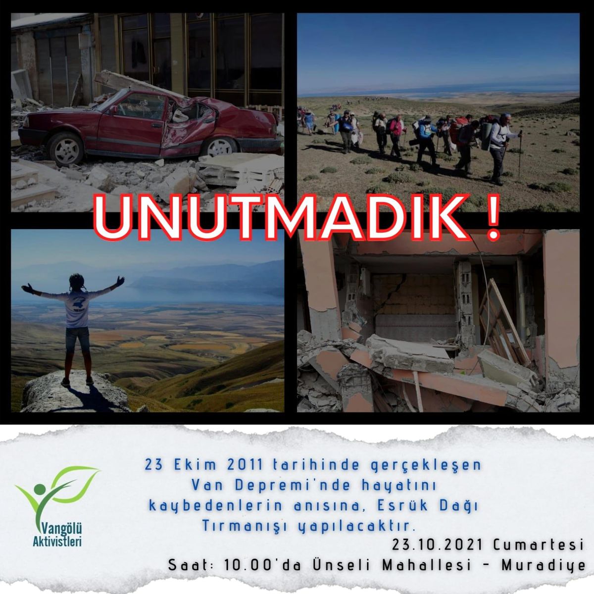Van depreminde hayatını kaybedenler anısına Esrük Dağı\'na tırmanış