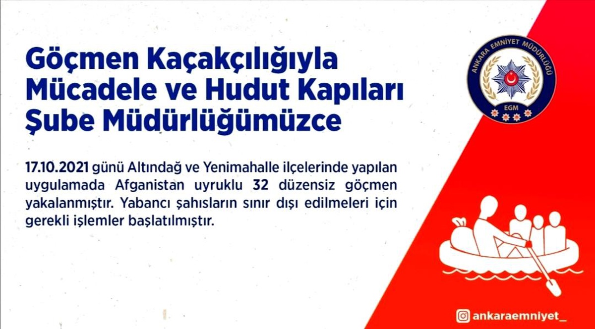 Ankara\'da yabancı uyruklu 32 düzensiz göçmen yakalandı