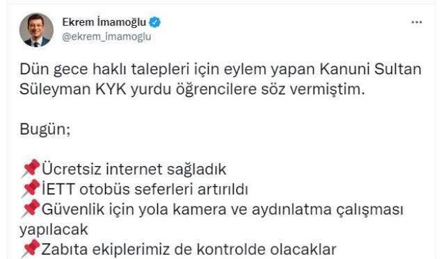 Ekrem İmamoğlu eylem yapan öğrencilerin taleplerini yerine getirdi