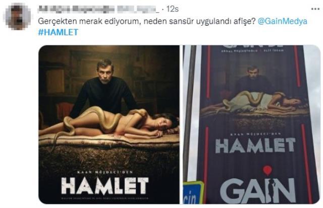 Hamlet dizisinin afişine sansür! Çıplak poz veren Elit İşcan'ın sokak afişlerinde üstüne örtü eklendi