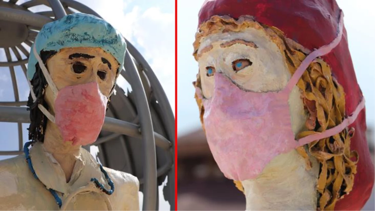 Belediye tarafından yaptırılan sağlıkçı heykelleri tartışma yarattı: Çocuklarımız görüp korkabilir