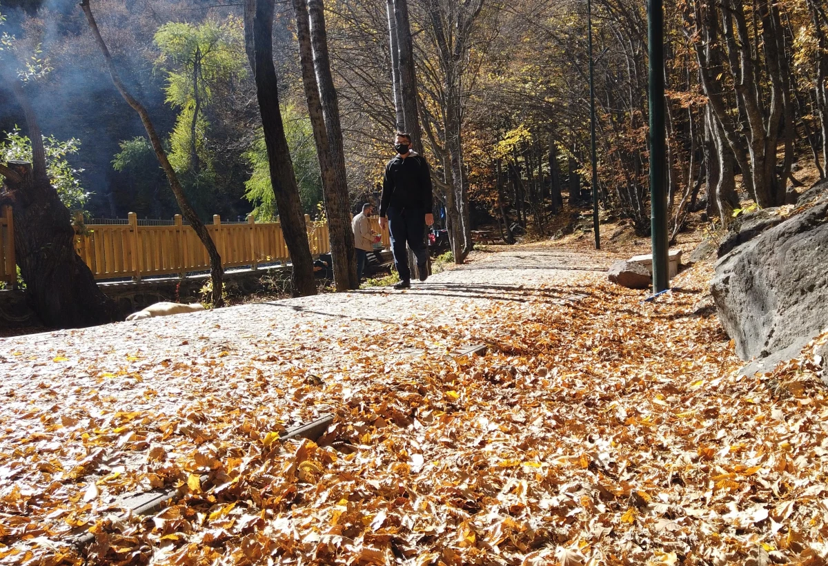Çubuk\'taki Karagöl Tabiat Parkı, ziyaretçilerini sonbahar renkleriyle karşılıyor