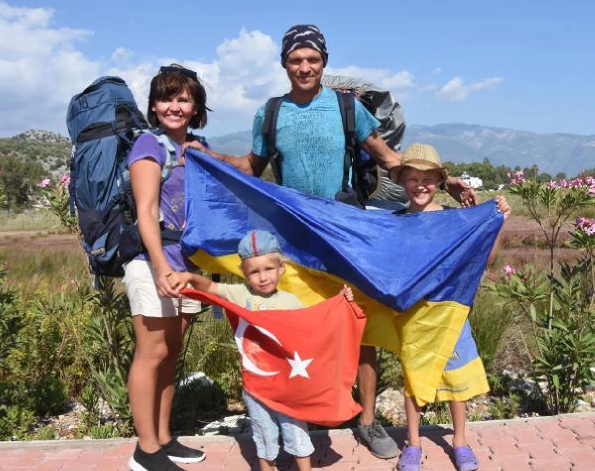 Ukraynalı çift ve 2 çocukları, Likya Yolu\'nu 2 ayda yürüyecek