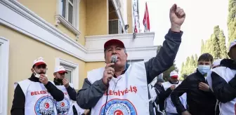Bakırköy Belediyesinde çalışan sendika üyelerinden toplu sözleşme protestosu