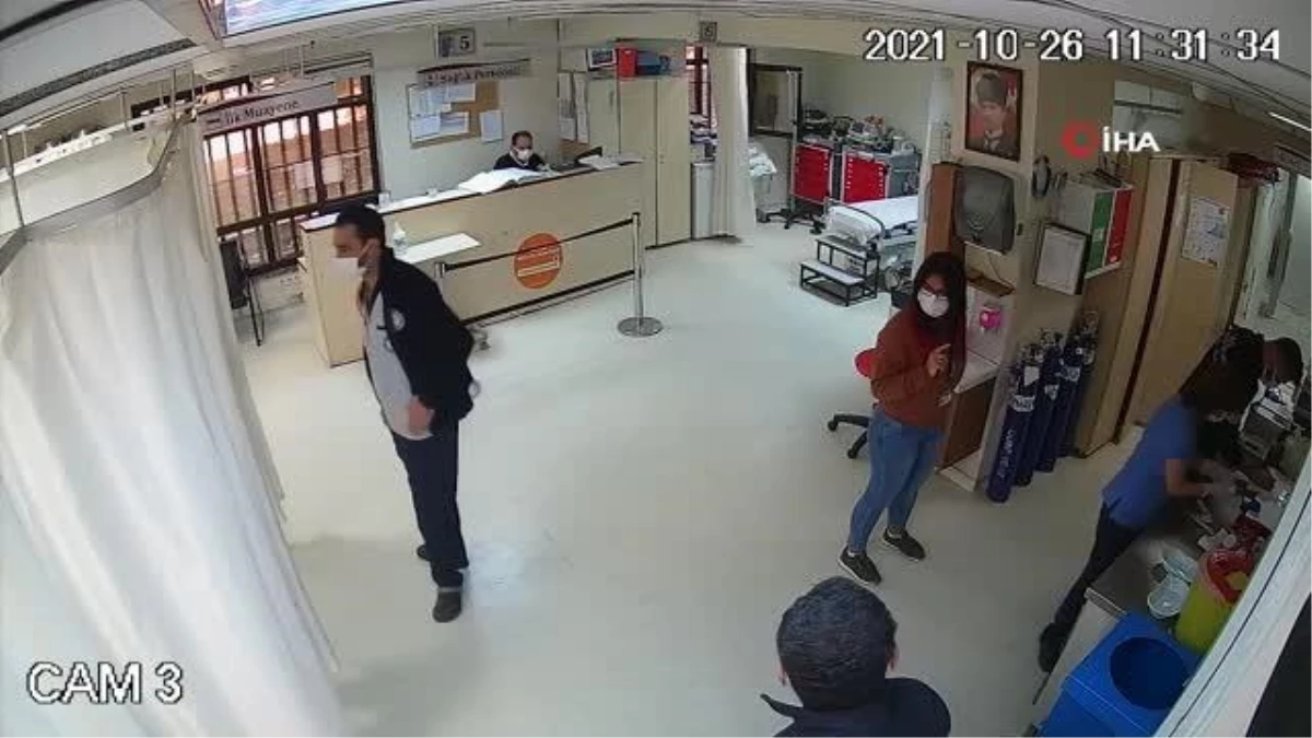 Hastanede güvenlik görevlilerine saldırı kamerada
