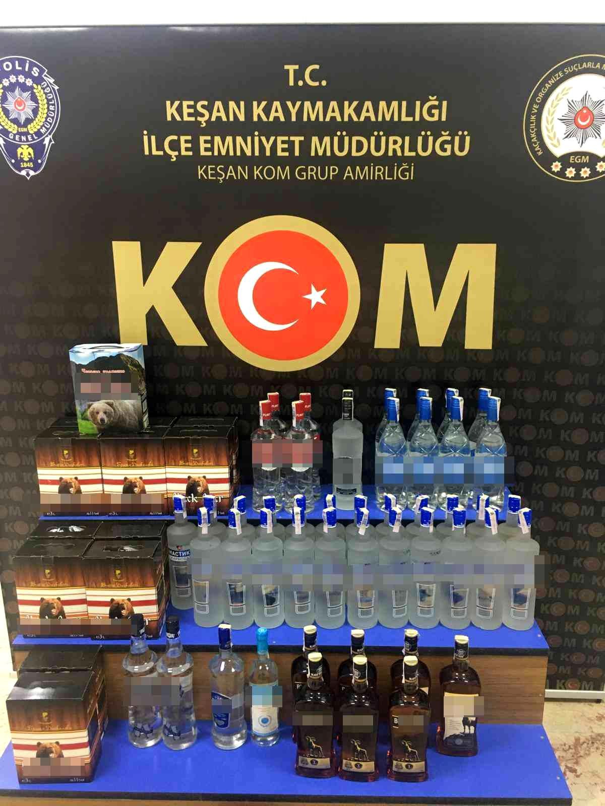 Keşan\'da 62 şişe kaçak içki ele geçirildi