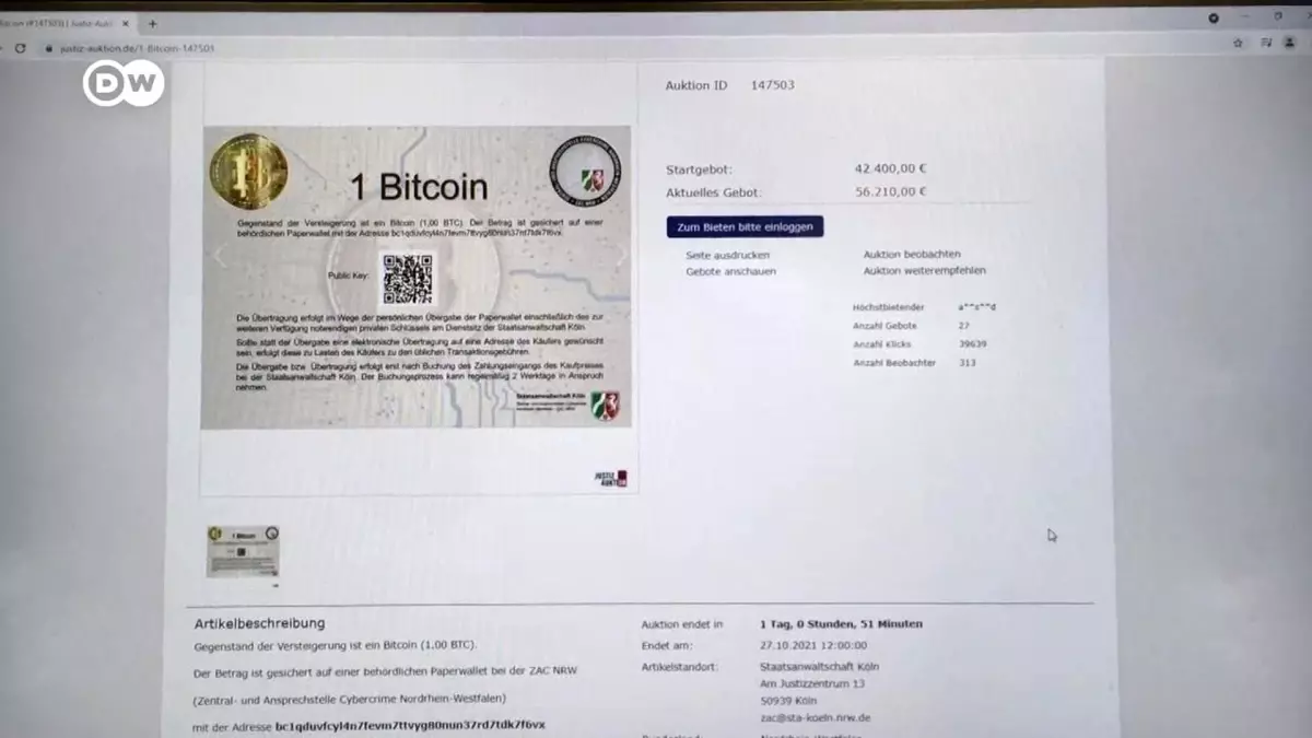 Yargı açık artırmayla Bitcoin satıyor