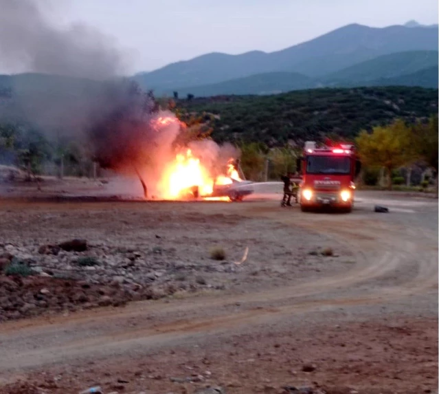 Ailesini ziyarete gelen asker yanan araçtan yara almadan kurtuldu