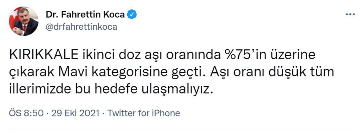 Kırıkkale aşılamada \'mavi\' kategoriye geçti