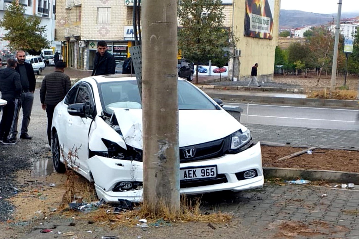Elazığ\'da direğe çarpan otomobilin sürücüsü yaralandı