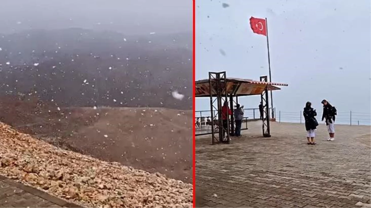 Antalya\'ya mevsimin ilk karı Tahtalı Dağı\'nın zirvesine yağdı