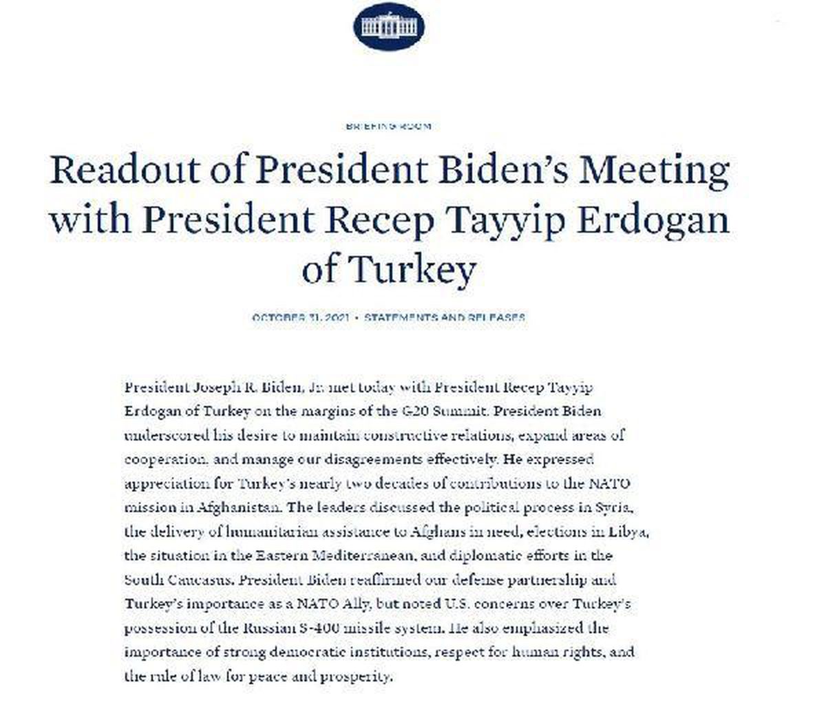 Beyaz Saray\'dan \'Erdoğan-Biden\' görüşmesine yönelik açıklama