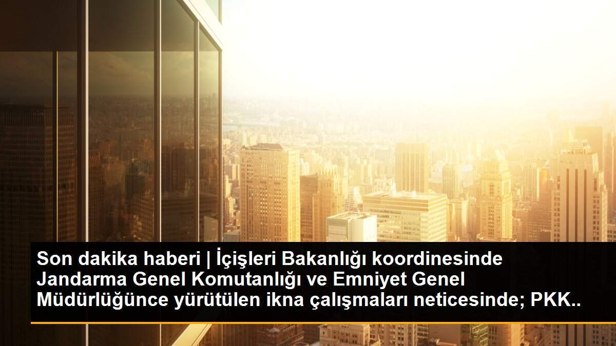 Son dakika haberi | İçişleri Bakanlığı koordinesinde Jandarma Genel Komutanlığı ve Emniyet Genel Müdürlüğünce yürütülen ikna çalışmaları neticesinde; PKK terör...