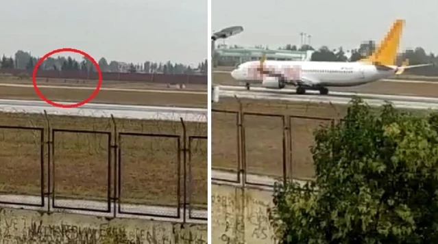Havalimanında piste inen uçağın önüne çıktılar! Adana'daki garip olayın sır perdesi aralandı