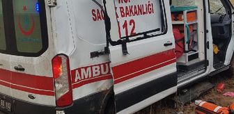Ambulans, takla atarak şarampole devrildi: 3 yaralı