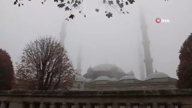 Son dakika haberi... Edirne'de sis etkili oldu, Selimiye gözden kayboldu