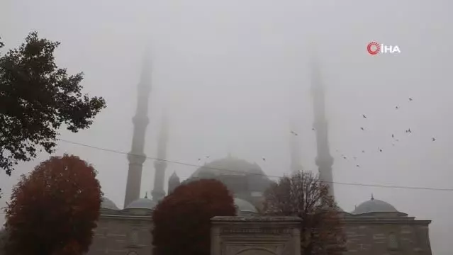 Son dakika haberi... Edirne'de sis etkili oldu, Selimiye gözden kayboldu