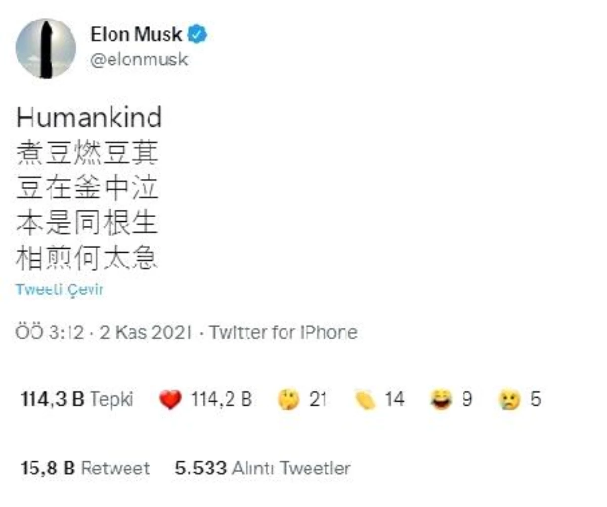 Elon Musk\'ın Çince şiir paylaşımı Çin\'de viral oldu