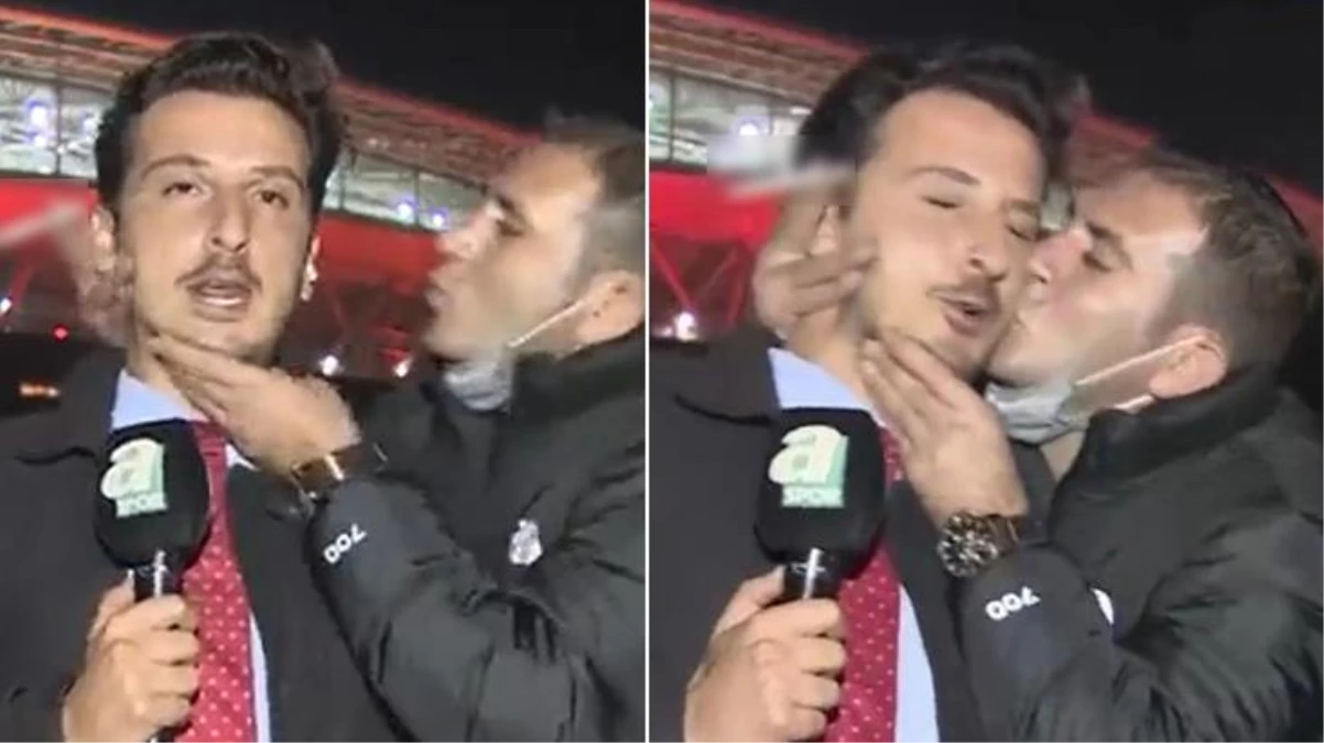 Canlı yayına damga vurdu! Galatasaray taraftarının öptüğü muhabir şaşkınlık geçirdi