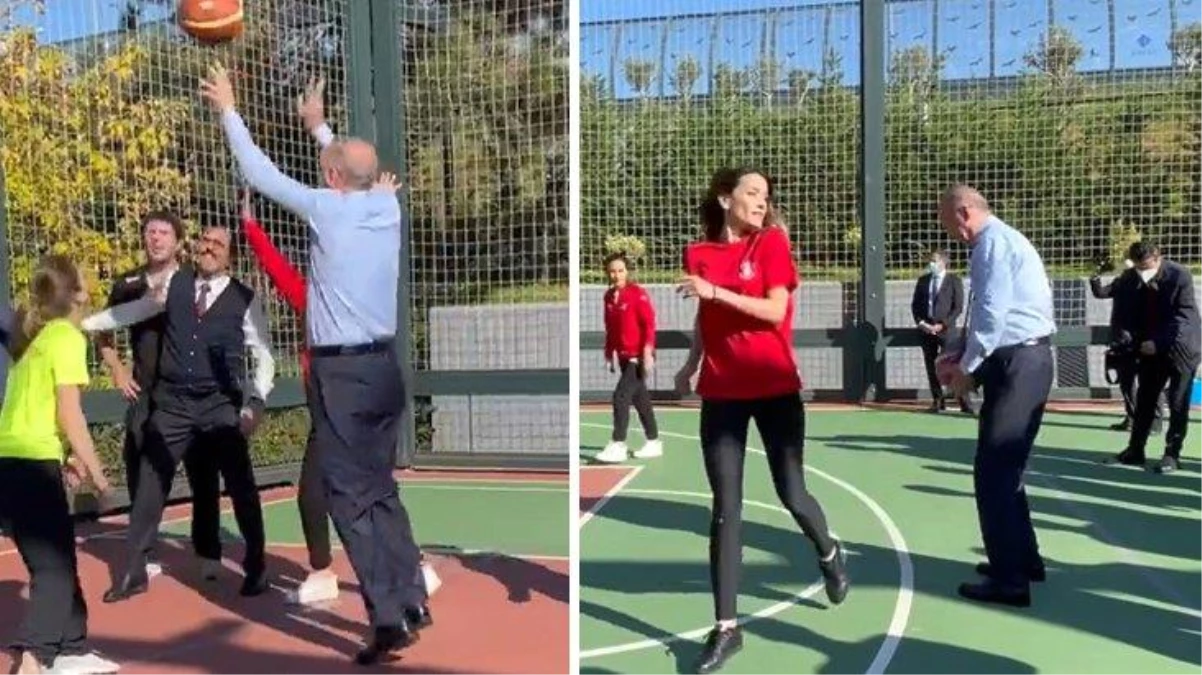 Cumhurbaşkanı Erdoğan, gençlerle basketbol oynadı