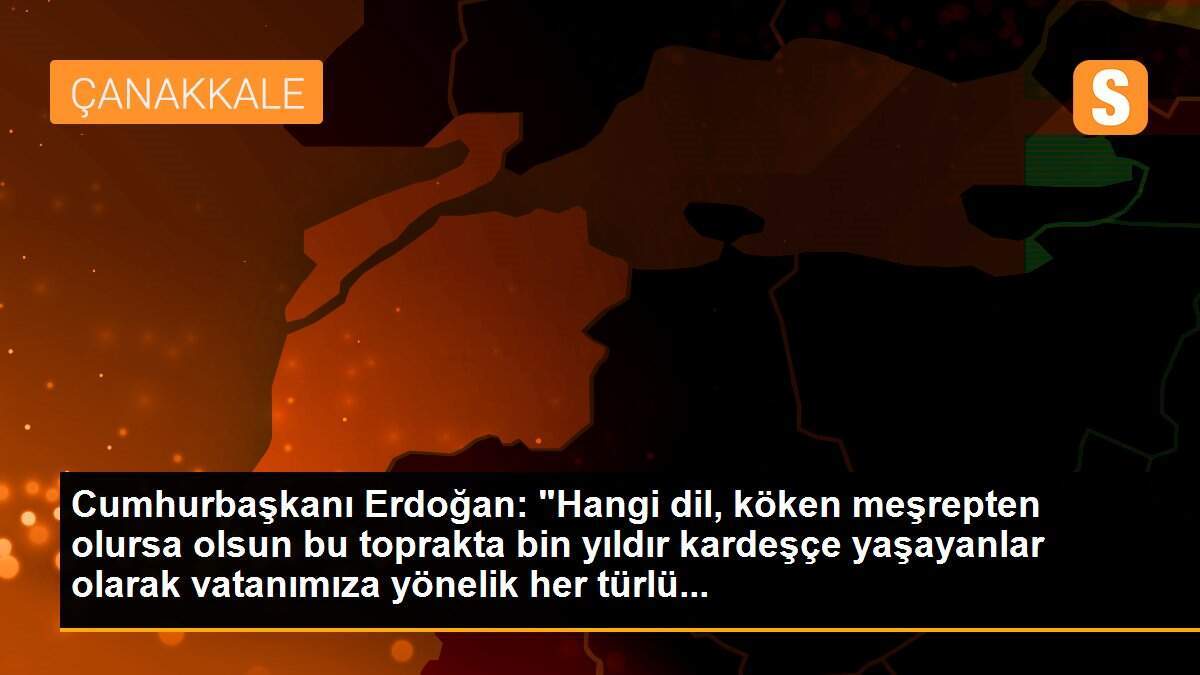 Cumhurbaşkanı Erdoğan: "Hangi dil, köken meşrepten olursa olsun bu toprakta bin yıldır kardeşçe yaşayanlar olarak vatanımıza yönelik her türlü...
