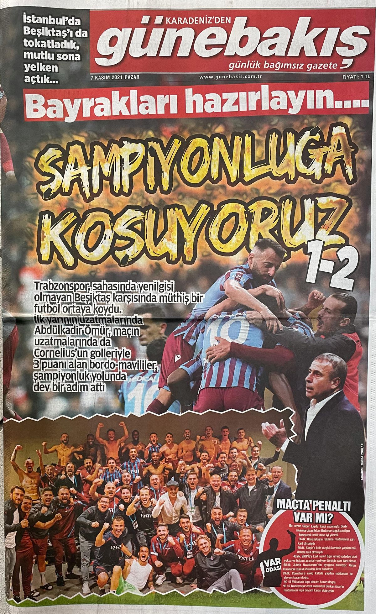 Trabzon yerel basınında Beşiktaş maçının yansımaları