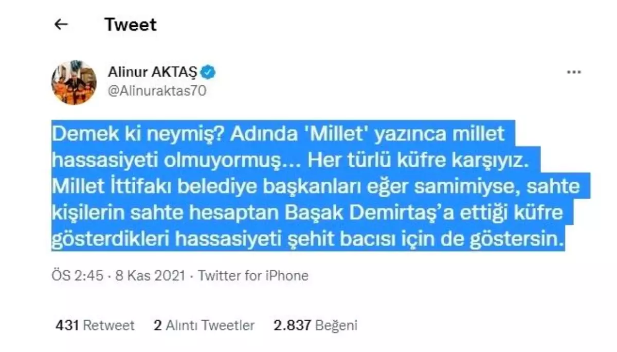 Başkan Aktaş, Millet İttifakı başkanlarına isyan etti