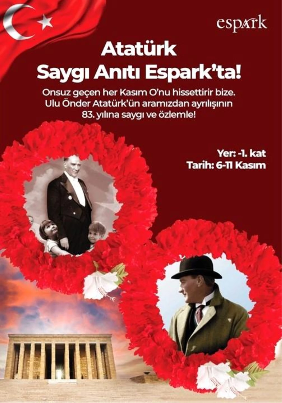 Espark AVM\'den Atatürk Saygı Anıtı