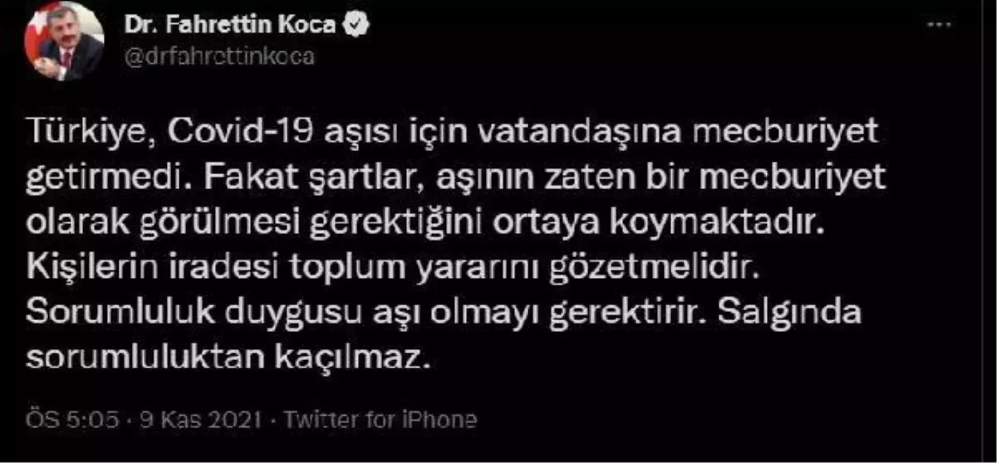 Son dakika haberleri! Bakan Koca: Şartlar, aşının mecburiyet olarak görülmesini ortaya koyuyor