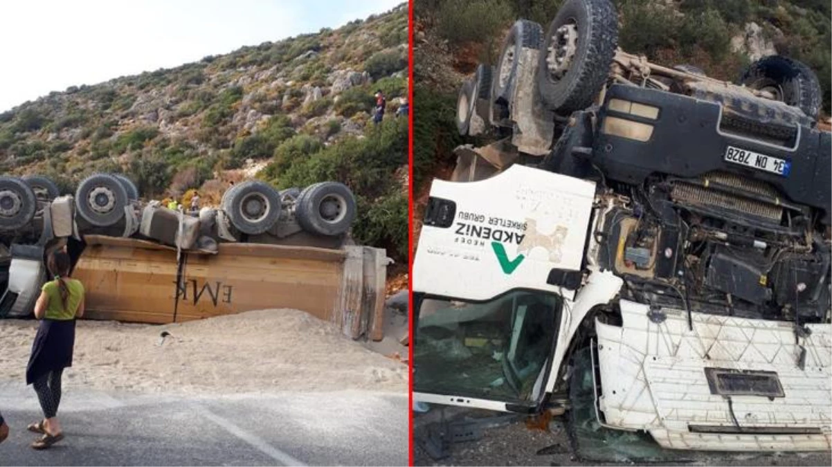 Kazada ters dönen hafriyat kamyonunun sürücüsü yaşamını yitirdi