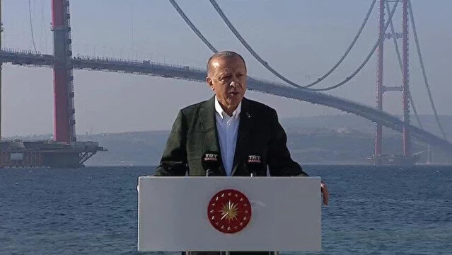 Son dakika: 1915 Çanakkale Köprüsü'nde son tabliye montajı Cumhurbaşkanı Erdoğan'ın katılımıyla gerçekleştirildi
