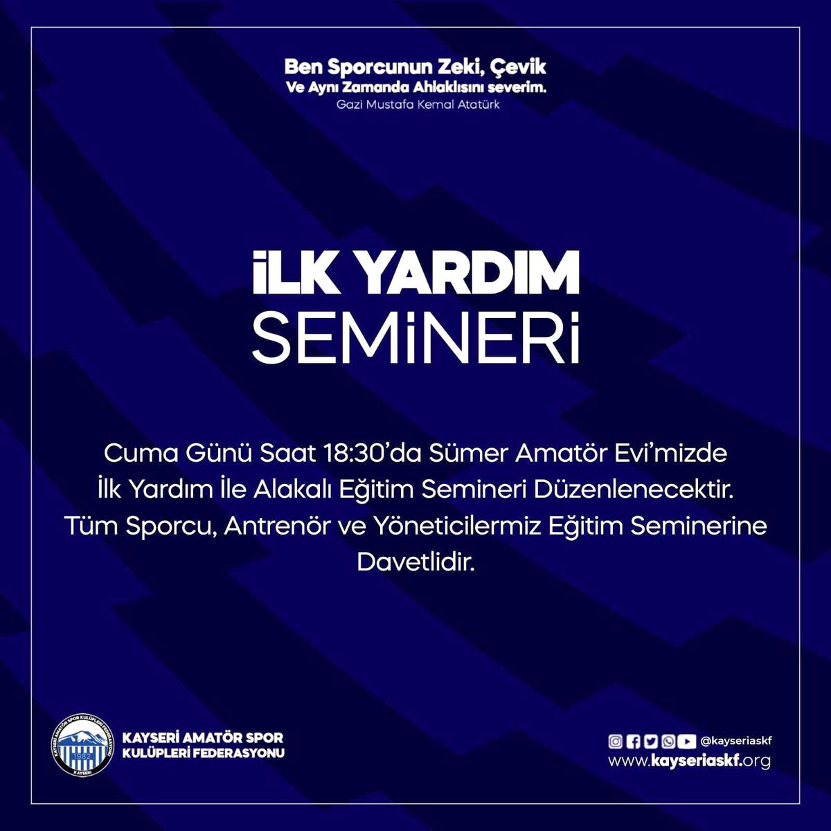 Kayseri ASKF ilk yardım semineri düzenleyecek