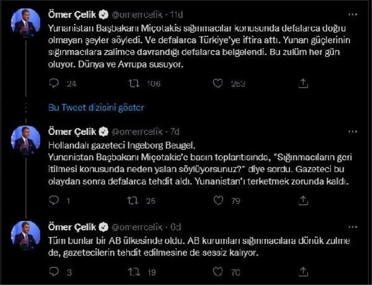 AK Parti\'li Çelik: "AB, sığınmacılara zulme de gazetecileri tehdide de sessiz kalıyor"