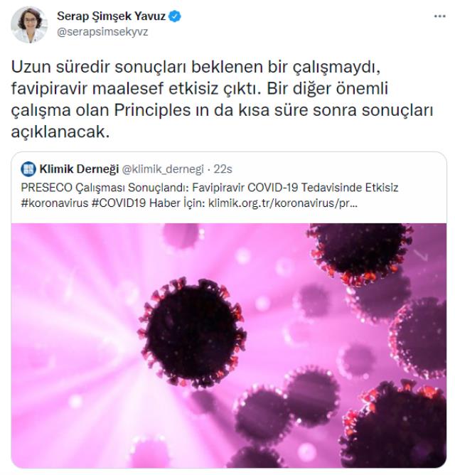 Bilim Kurulu Üyesi Serap Şimşek Yavuz: Korona hastalarına maruz Favipiravir maatteessüf atıl çıktı