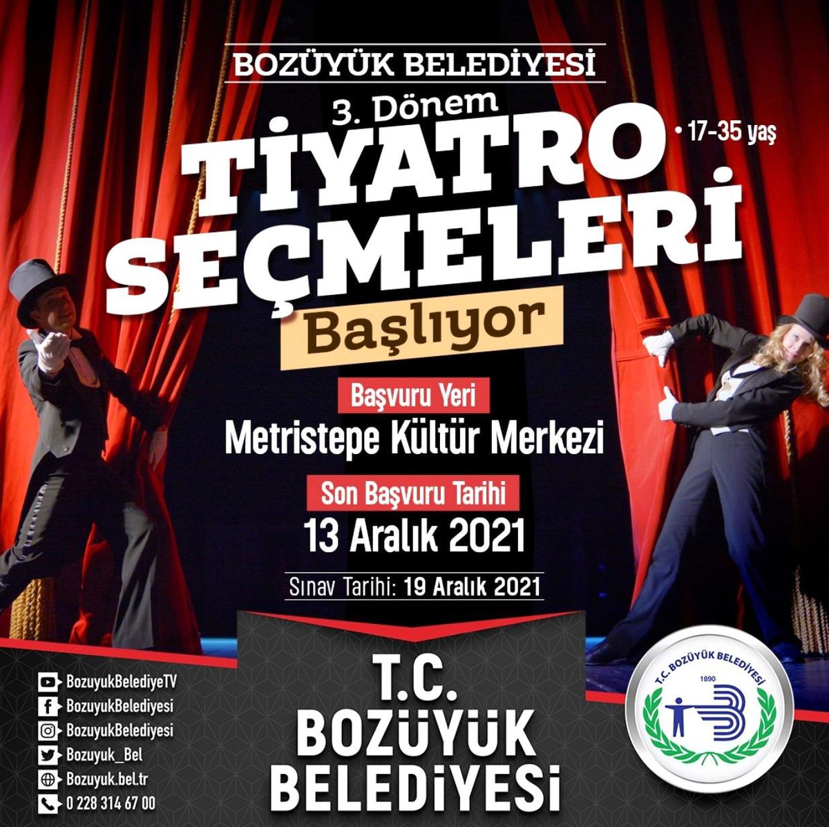 Bozüyük\'te 3\'üncü dönem tiyatro seçmeleri başlıyor