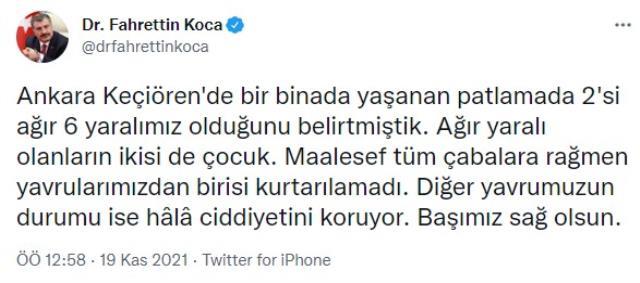 Son Dakika: Ankara'da 3 katlı binada LPG patlaması: 1 ölü, 5 yaralı