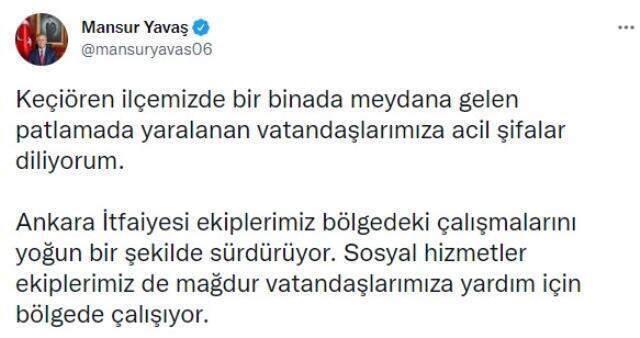 Son Dakika: Ankara'nın Keçiören ilçesinde 3 katlı binada LPG nedeniyle patlama meydana geldi