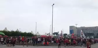 RIO DE JANEIRO - Flamengo taraftarları Libertadores Kupası Finali öncesi takımlarını uğurladı