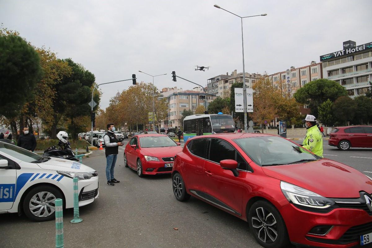 Tekirdağ\'da drone destekli trafik denetimi