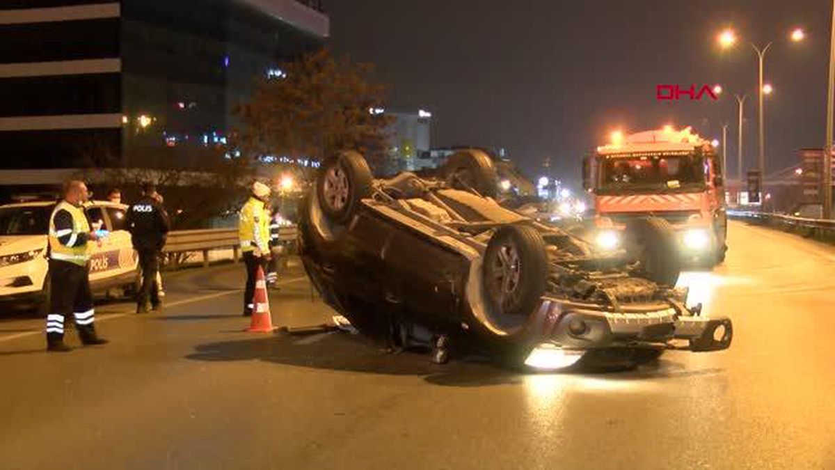 D-100 Karayolu Maltepe mevkiinde cip takla attı: 1 yaralı