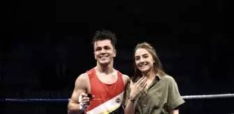 Ringde evlenme teklifi ile hayatını birleştiren çift madalya peşinde