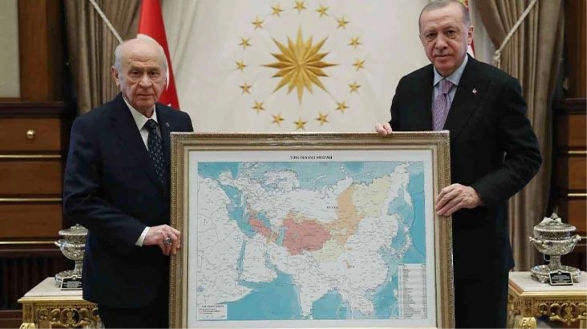Bahçeli\'nin Cumhurbaşkanı Erdoğan\'a hediye ettiği harita Rusya\'da gündem oldu