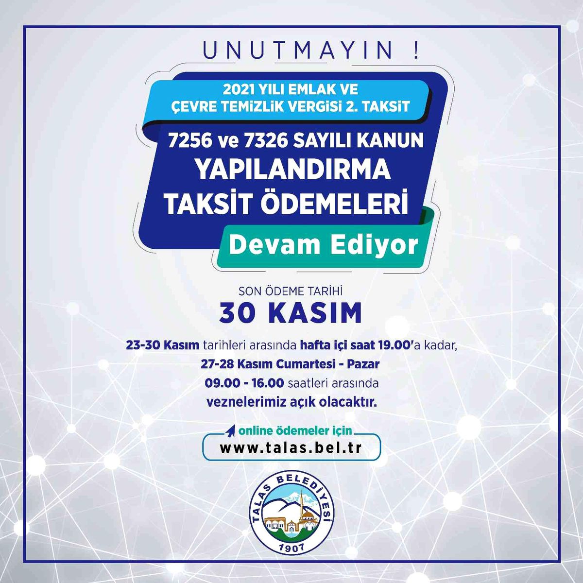 Başkan Yalçın\'dan vergide son gün hatırlatması