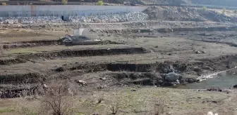 Ergani Barajı'ndaki çekilme nedeniyle bazı alanlar kara parçasına dönüştü