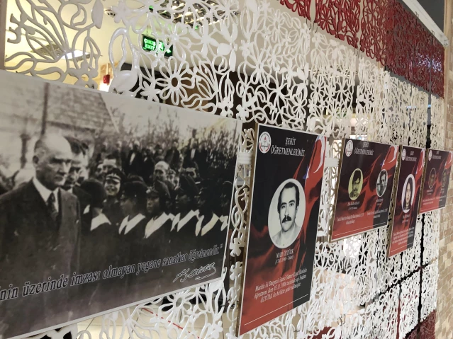 Germencik'te şehit öğretmenlerin fotoğraflarının yer aldığı sergi açıldı