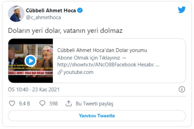 Cübbeli Ahmet Hoca'dan ekonomi yorumu: Doların yeri dolar, vatanın yeri dolmaz