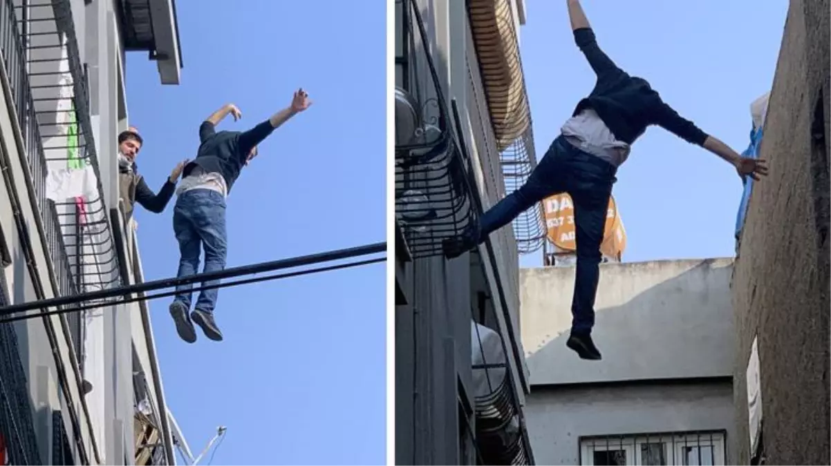 Adana\'da bu kadar da olmaz dedirten an! Eşine kızıp damdan atladı, komşusunun üzerine düştü!