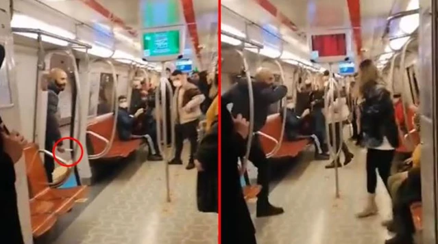 İstanbul metrosunda korkunç anlar! Kadın yolcuya küfürler savurup bıçakla saldırdı